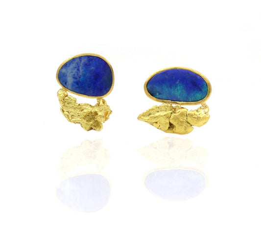 Opal Gold Rush Post Earrings-Jewelry-Loren Nicole-Sorrel Sky Gallery