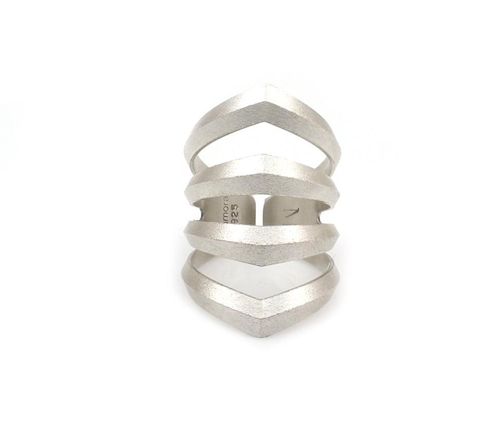 Pierced Rhomboid Ring Sterling Silver