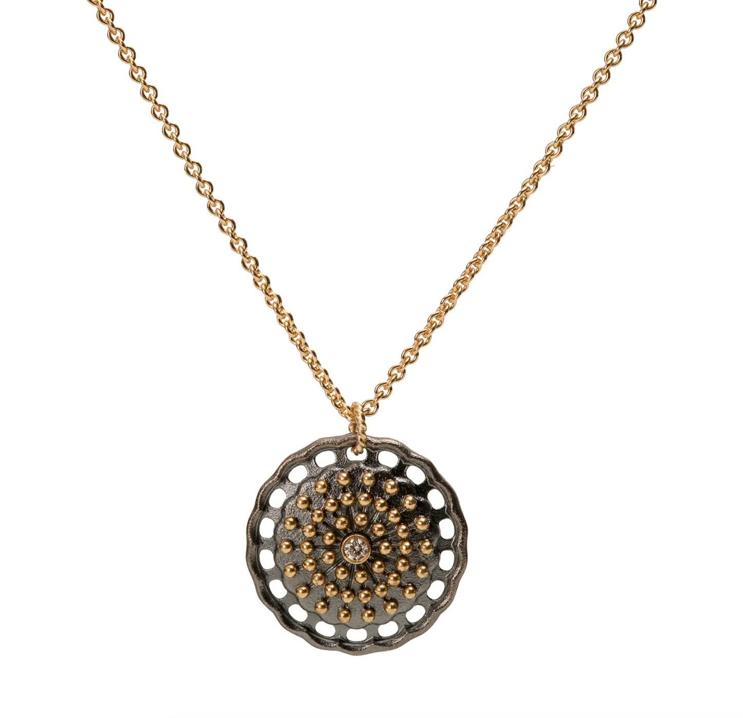 Small Two Tone Lace Pendant-Jewelry-Maria Samora-Sorrel Sky Gallery