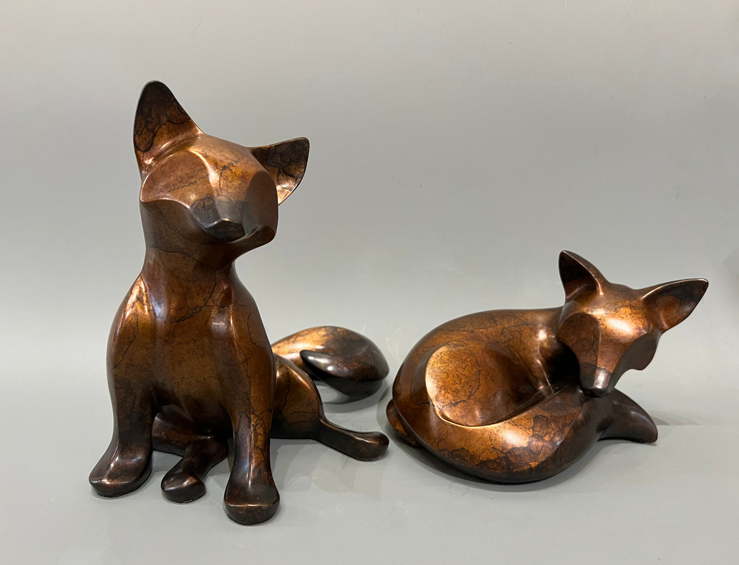 Medium Sitting Fox Kit-Sculpture-Michael Tatom-Sorrel Sky Gallery