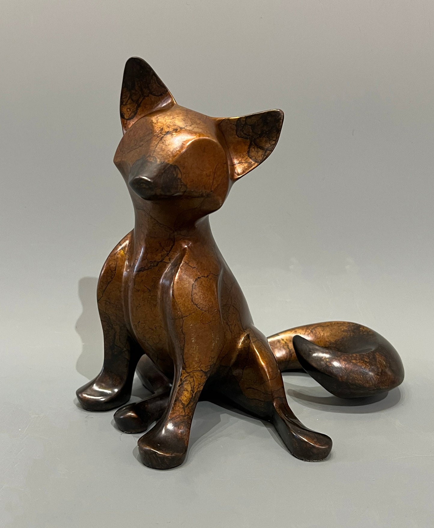 Medium Sitting Fox Kit-Sculpture-Michael Tatom-Sorrel Sky Gallery