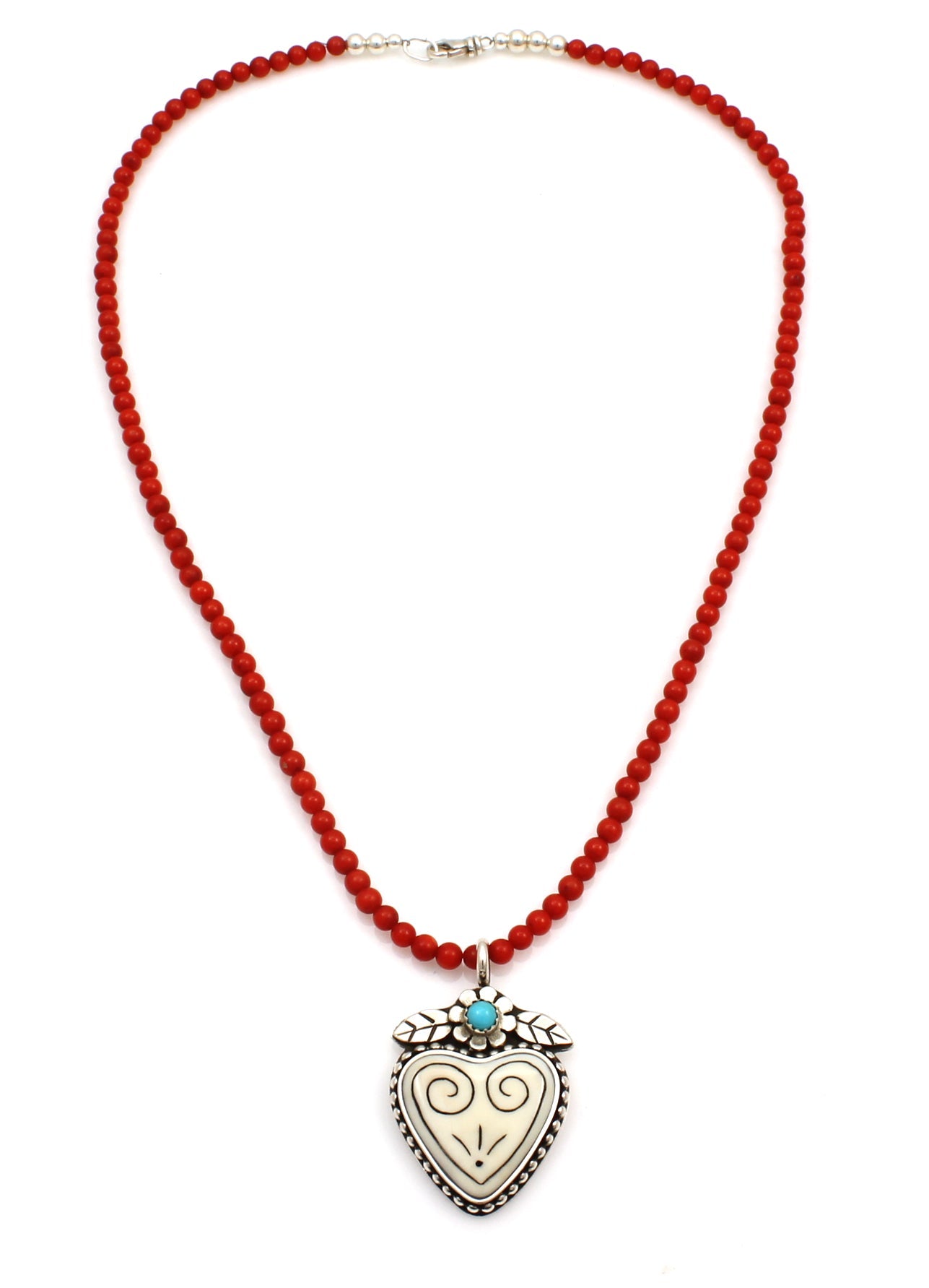 Heart Pendant on Bamboo Coral Necklace-Jewelry-Michelle Tapia-Sorrel Sky Gallery