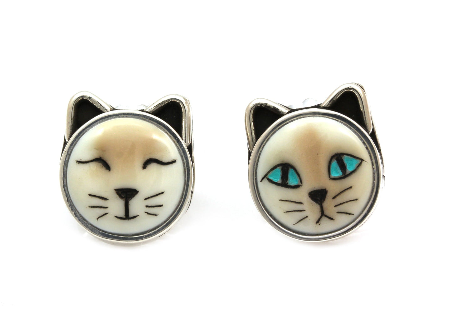 Sleeping/Awake Cat Post Earrings-Jewelry-Michelle Tapia-Sorrel Sky Gallery