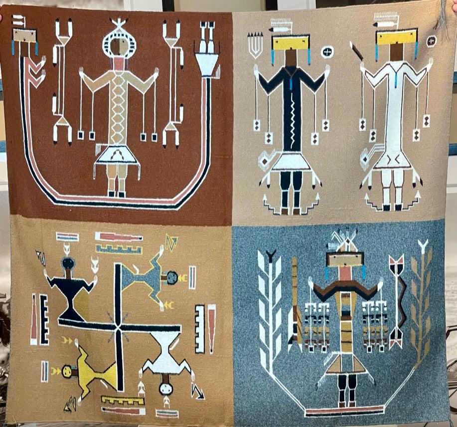 4 in 1 Pictorial Weaving by Mary Long-Weaving-Navajo Weaving-Sorrel Sky Gallery