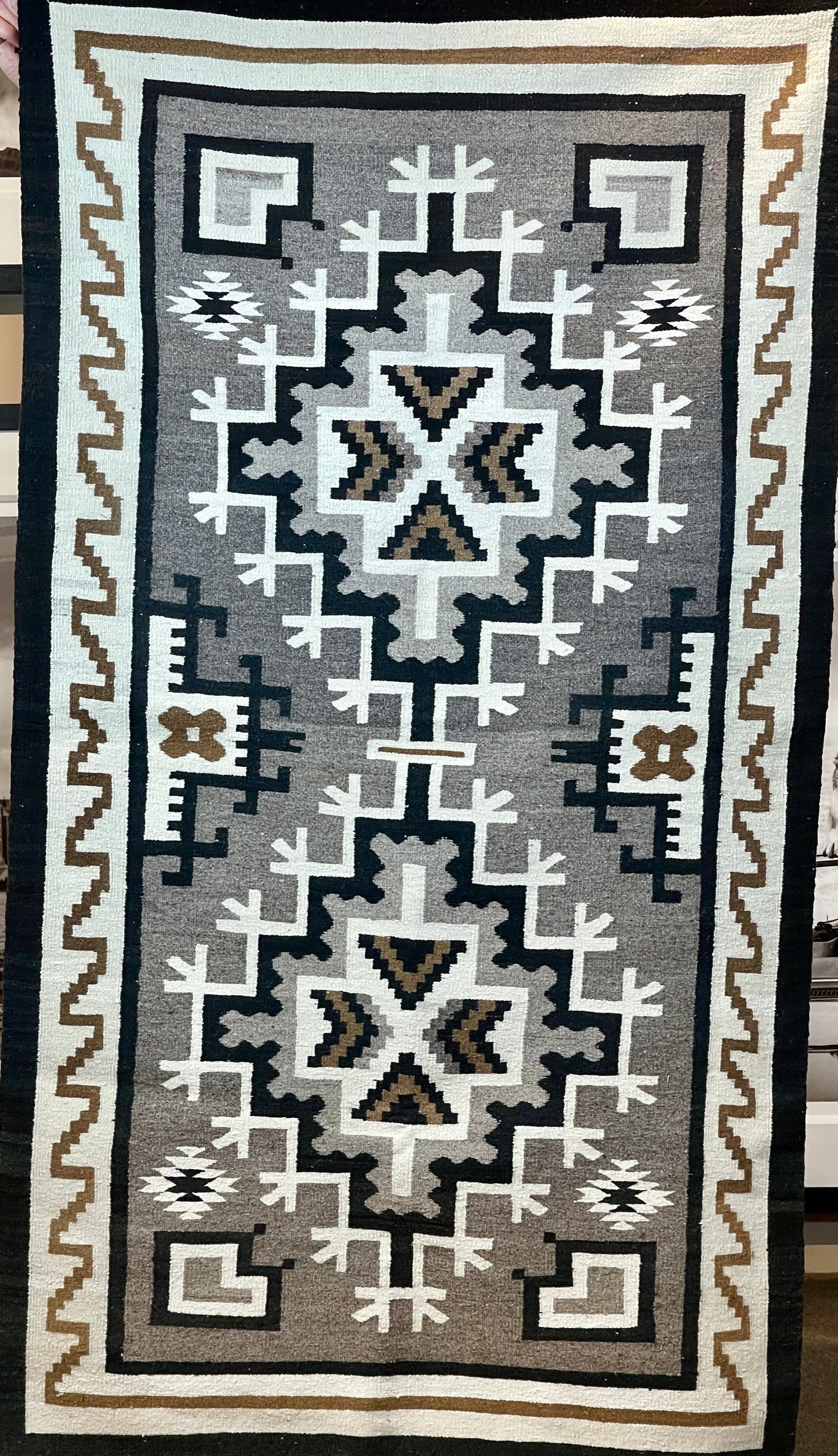 Two Grey Hills Weaver Mike John's Sister-Weaving-Navajo Weaving-Sorrel Sky Gallery