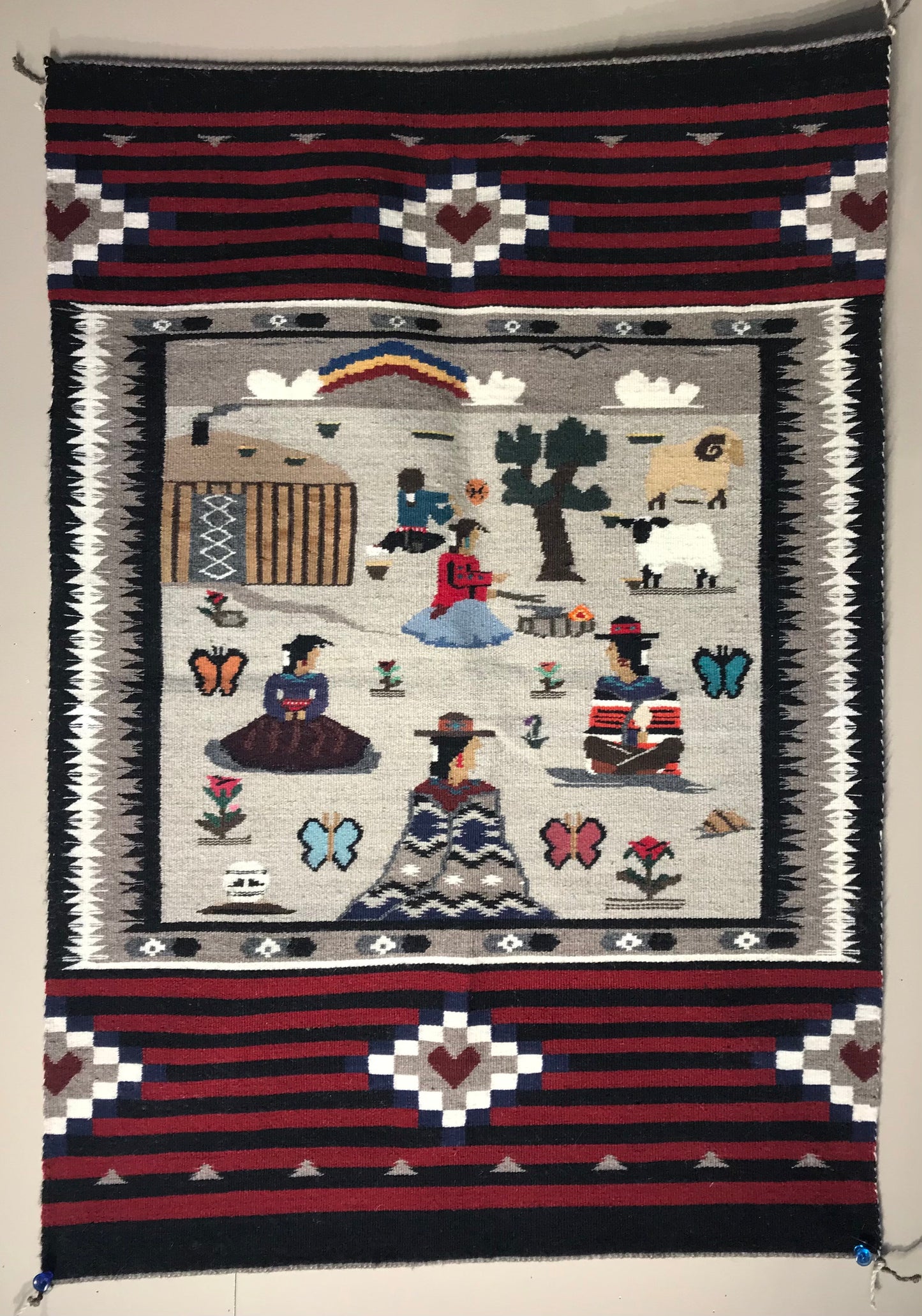 31' x 45" Ursula Begay Burnham Pictorial "Family Gathering"