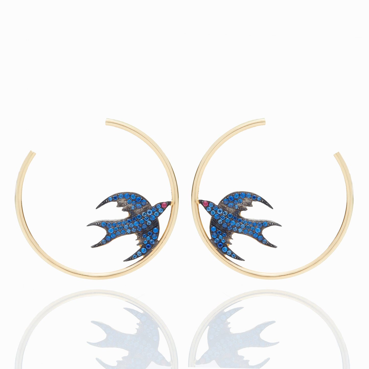 18K Gold Bird Hoop Earrings-Jewelry-Nayla Shami-Sorrel Sky Gallery