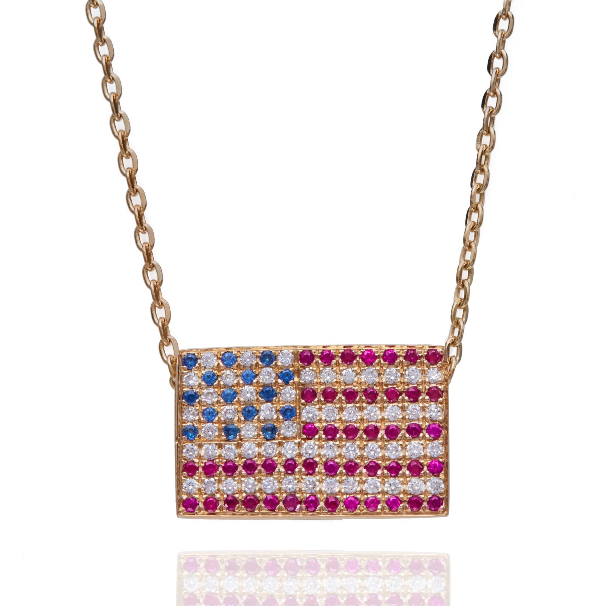 US Flag Diamonds and Rubies Pendant-Jewelry-Nayla Shami-Sorrel Sky Gallery