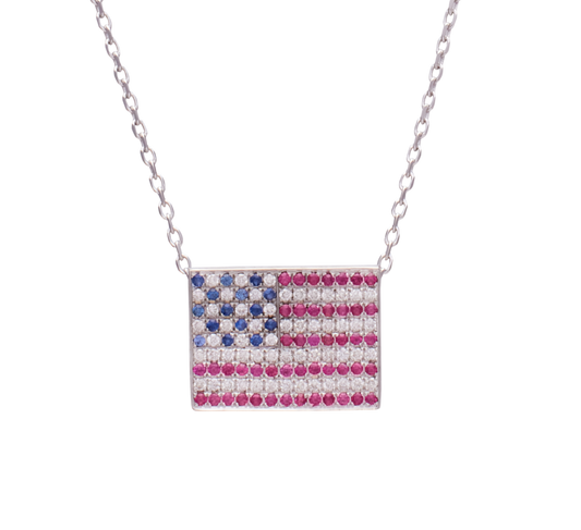 US Flag Diamonds and Rubies Pendant-Jewelry-Nayla Shami-Sorrel Sky Gallery
