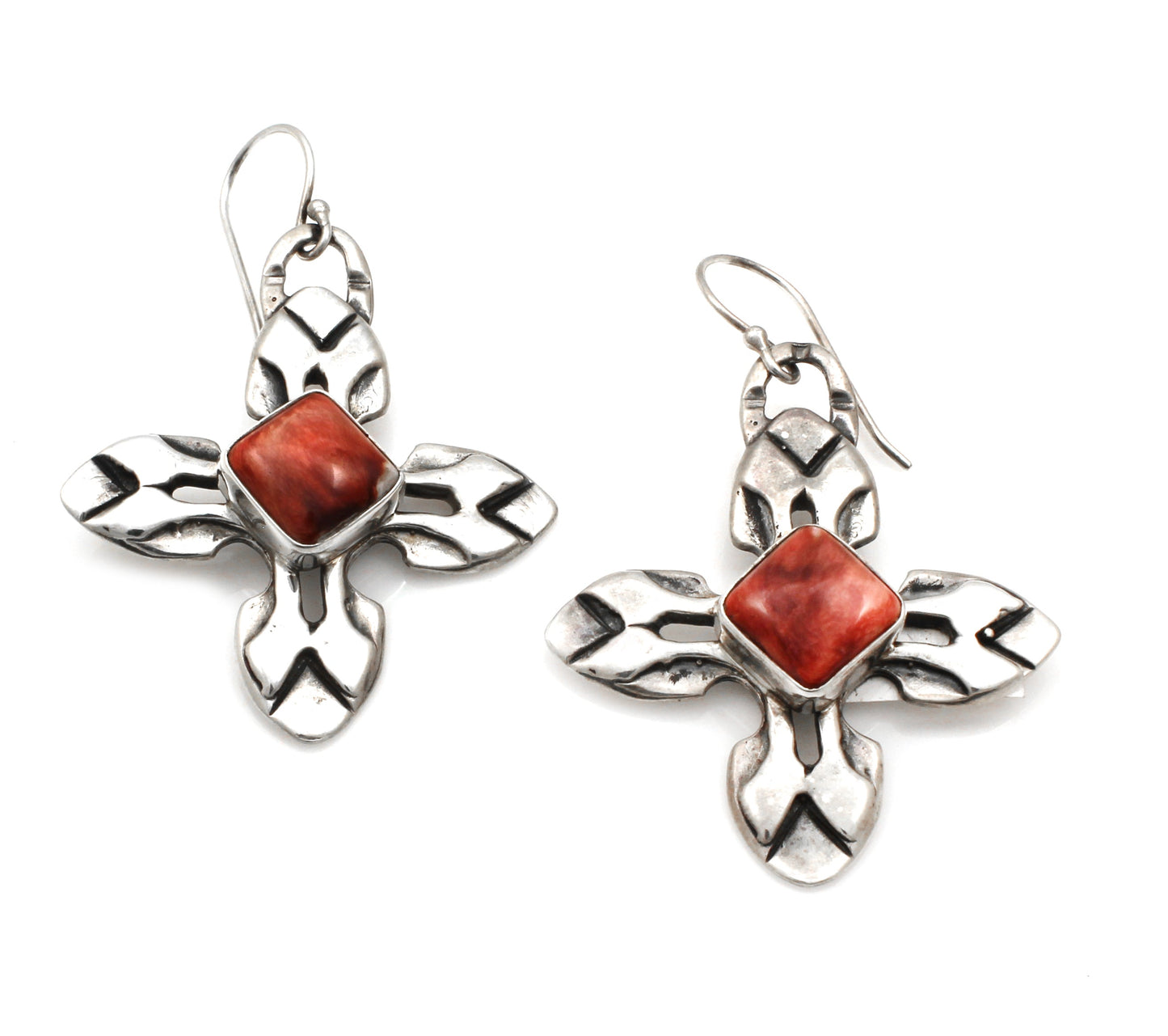 Spiny Oyster Cross Earrings