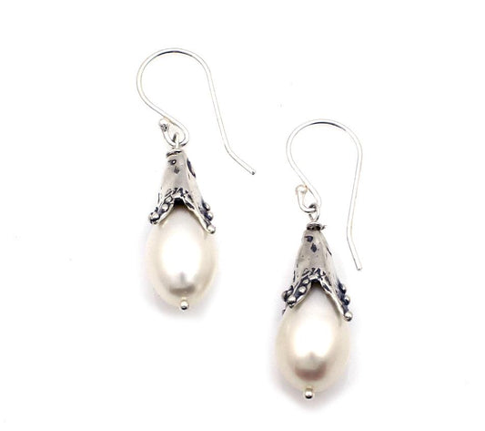 White Pearl Snowdrop Earrings-Jewelry-Pam Springall-Sorrel Sky Gallery