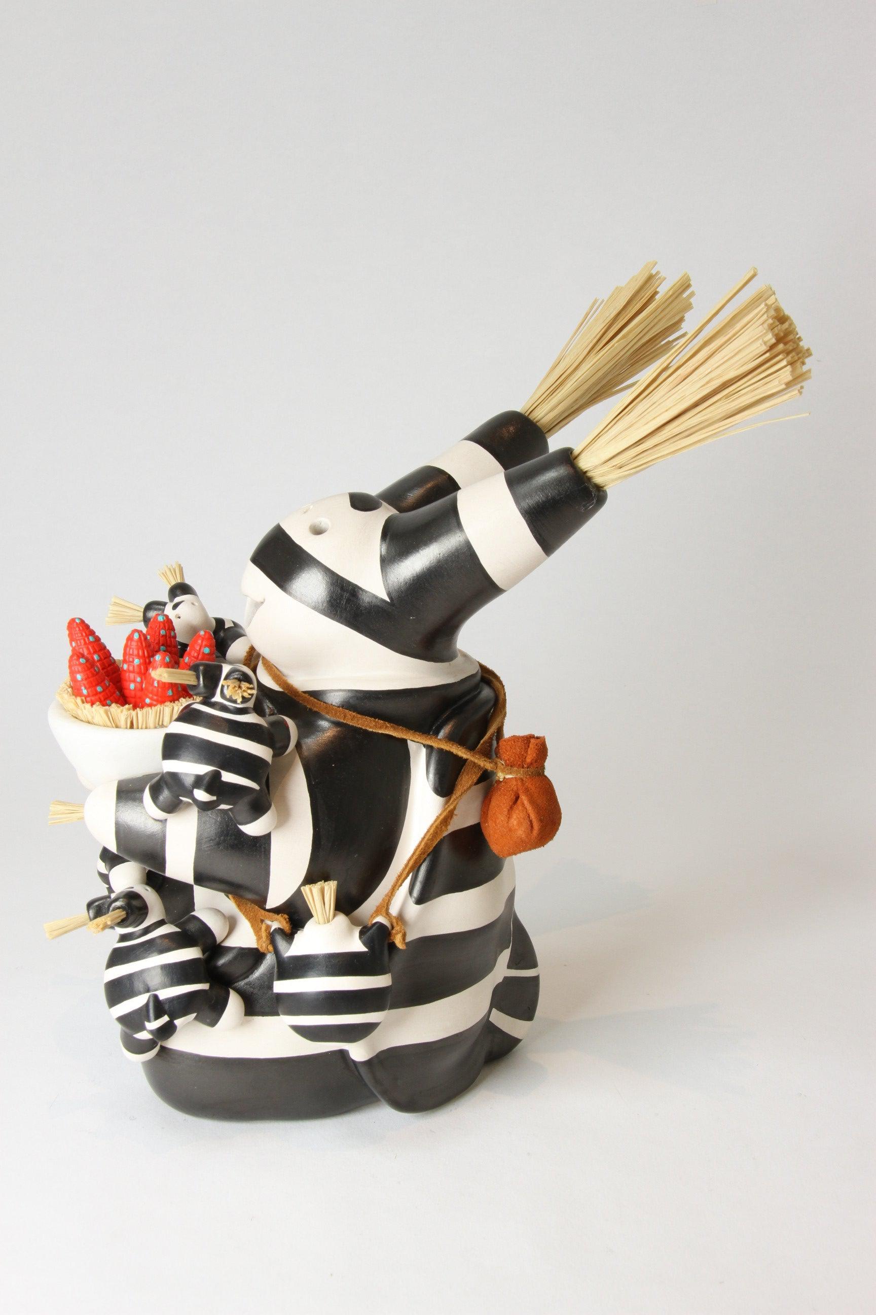 Medium Koshare with Red Corn-Sculpture-Randy Chitto-Sorrel Sky Gallery