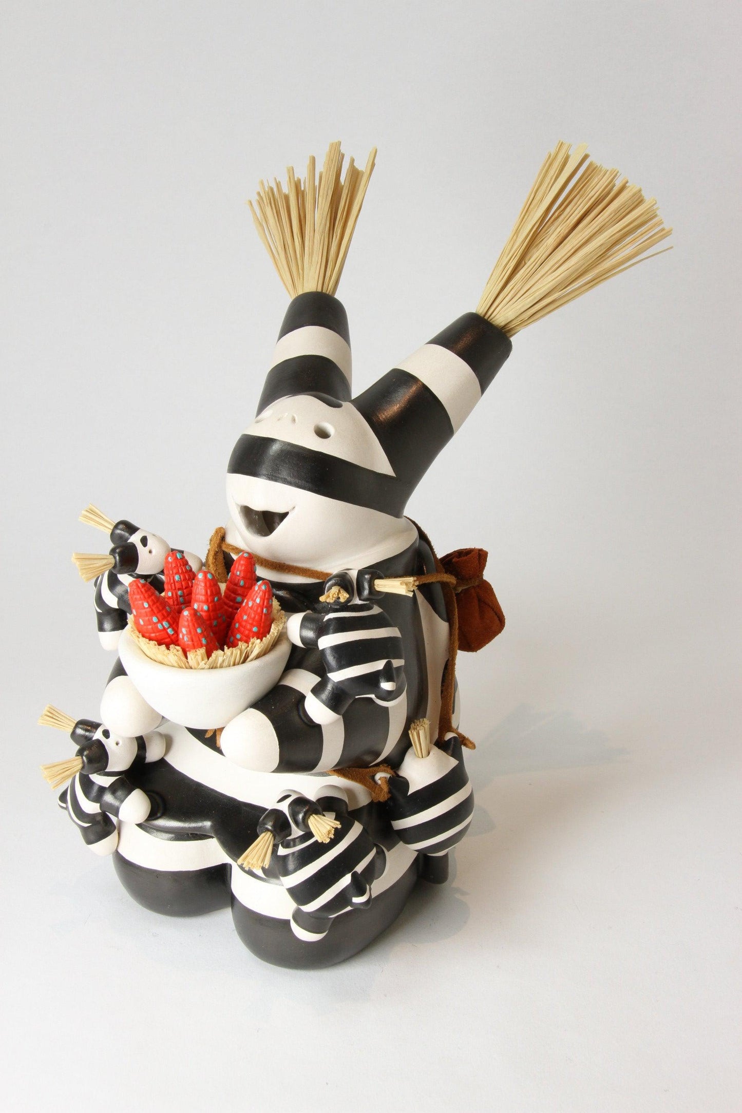 Medium Koshare with Red Corn-Sculpture-Randy Chitto-Sorrel Sky Gallery