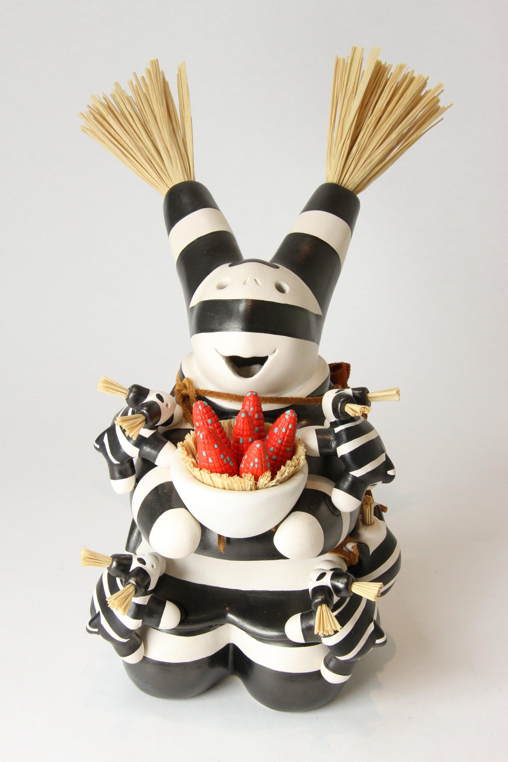 Medium Koshare with Red Corn-Sculpture-Randy Chitto-Sorrel Sky Gallery