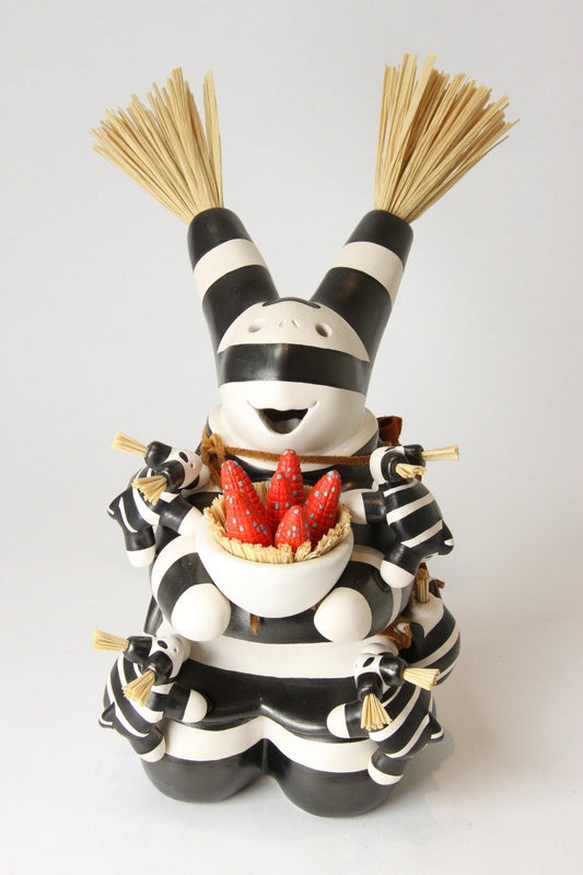 Medium Koshare with Red Corn-Sculpture-Randy Chitto-Sorrel Sky Gallery