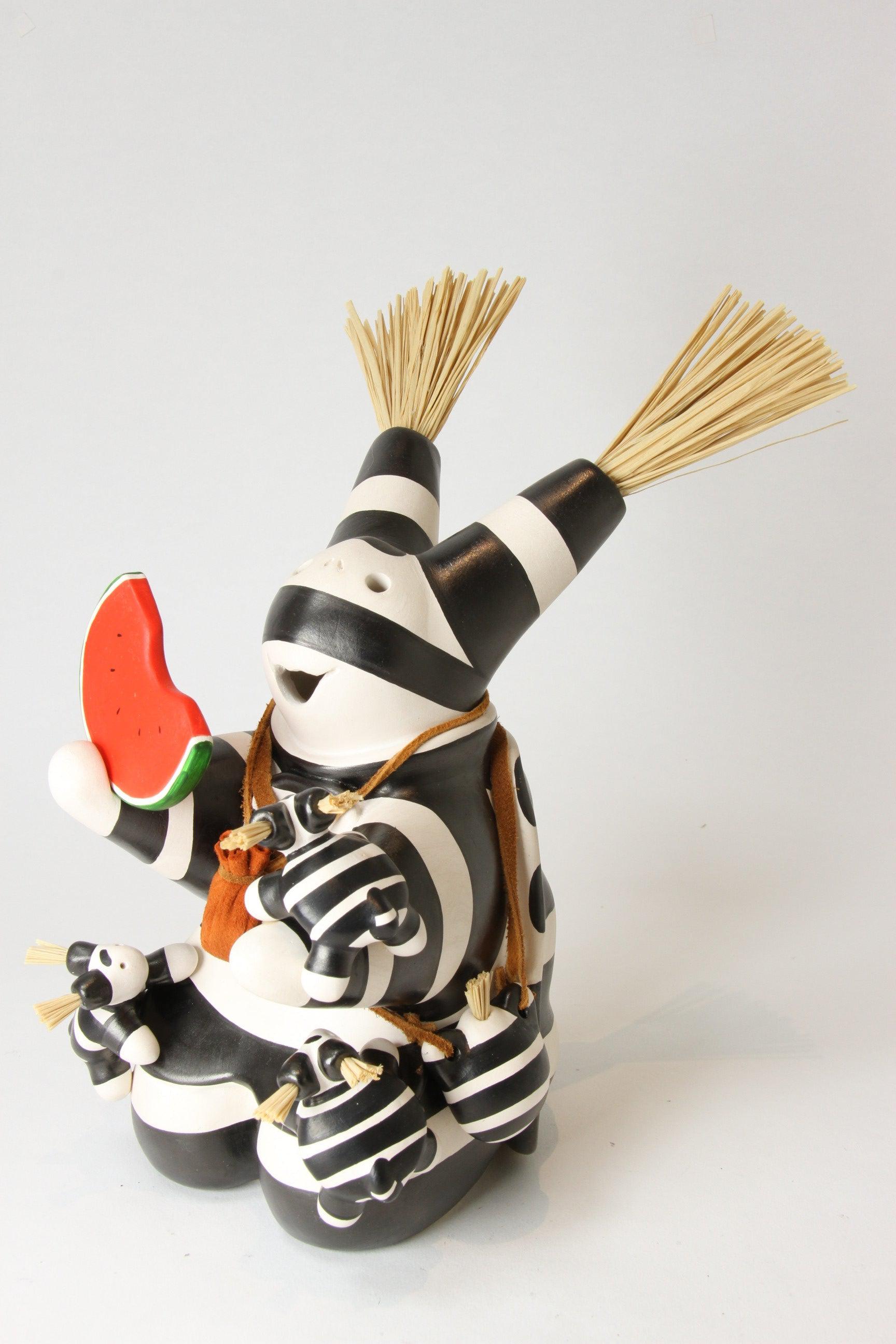 Medium Koshare with Watermelon-Sculpture-Randy Chitto-Sorrel Sky Gallery