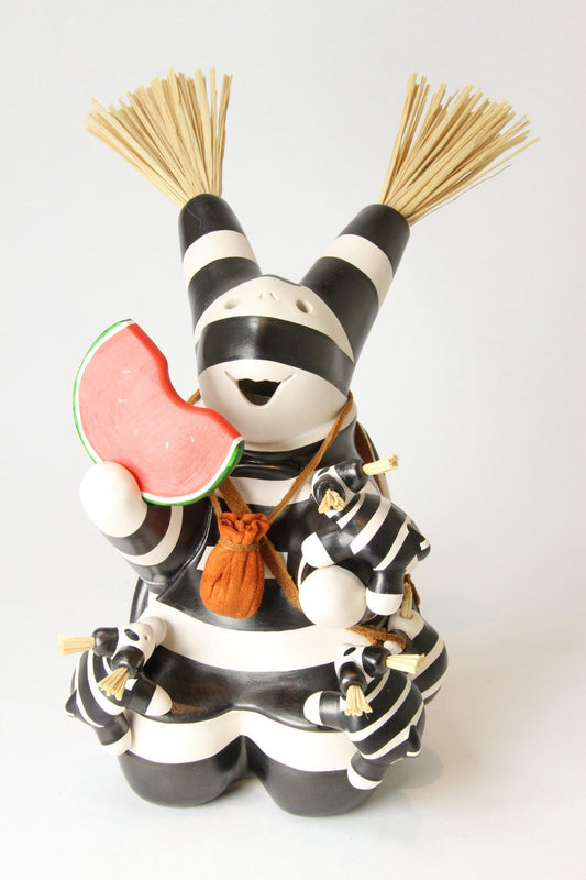 Medium Koshare with Watermelon-Sculpture-Randy Chitto-Sorrel Sky Gallery