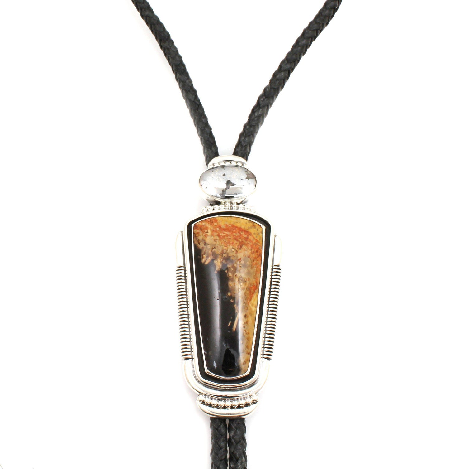 Fossilized Palm Wood and Silver Ore Bolo Tie-Jewelry-Ray Tracey-Sorrel Sky Gallery