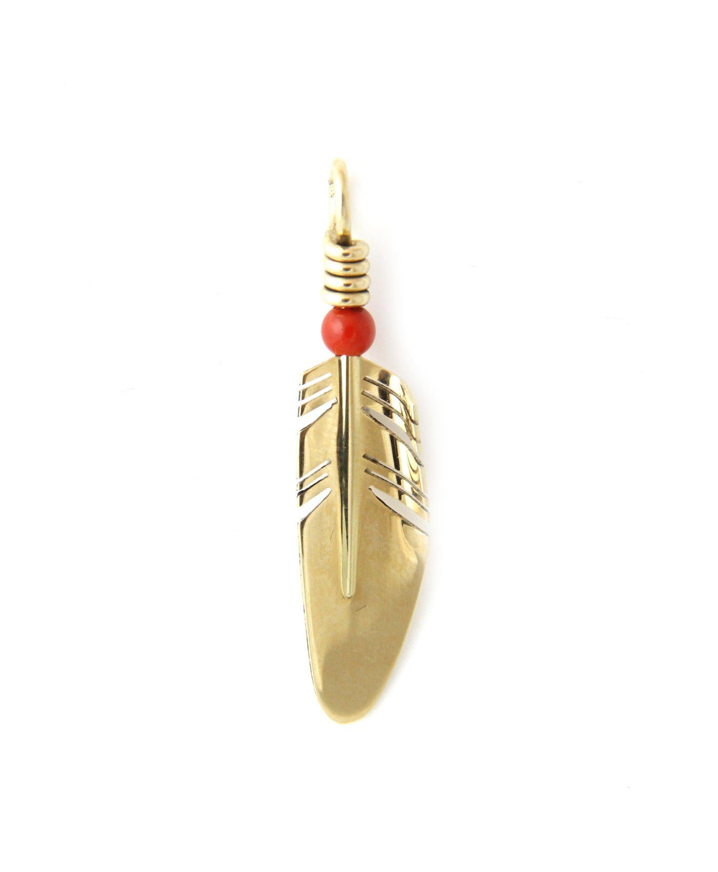 Small Gold Feather Pendant