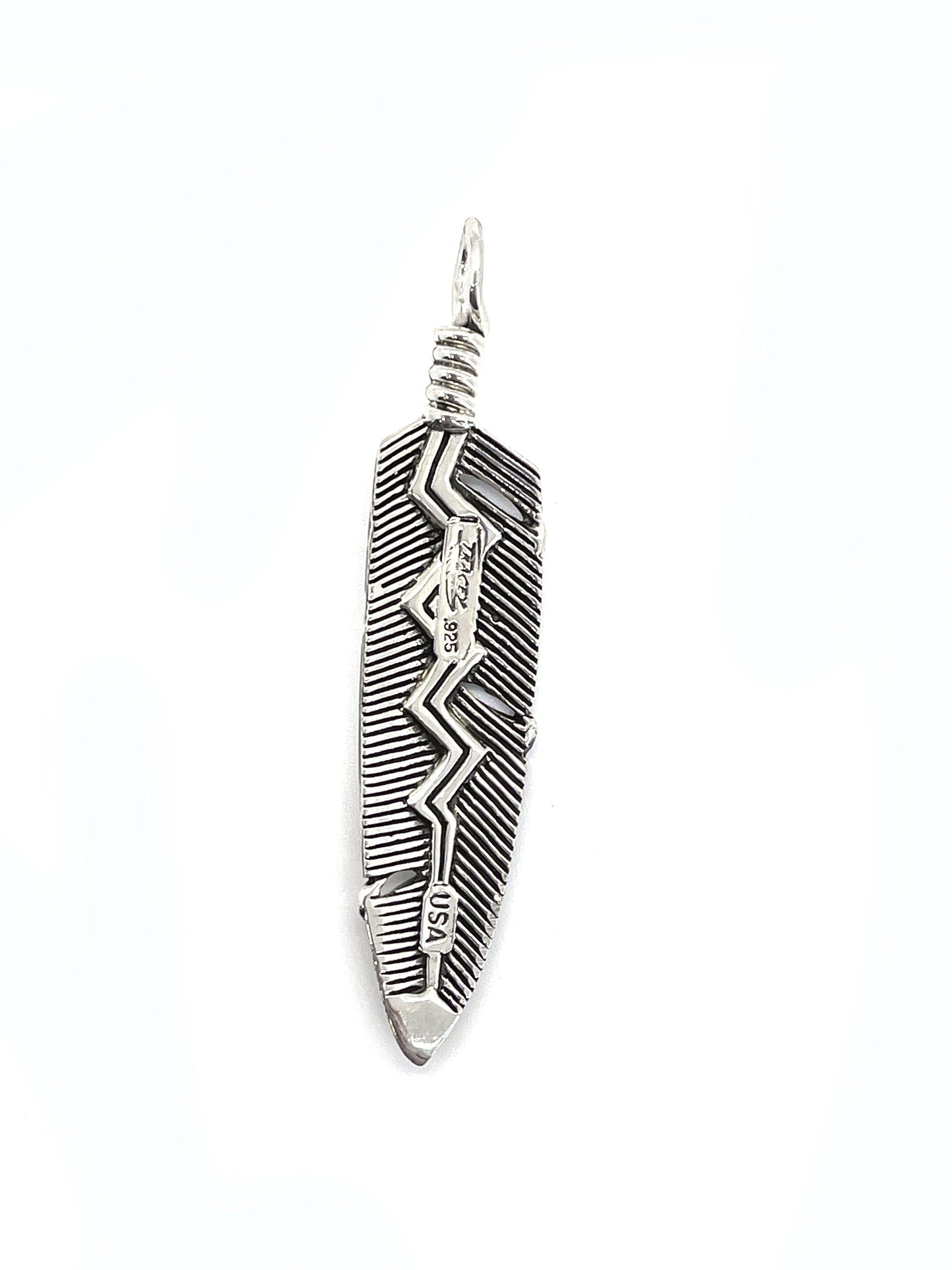 Feather Pendant w/Turquoise-jewelry-Ray Tracey-Sorrel Sky Gallery