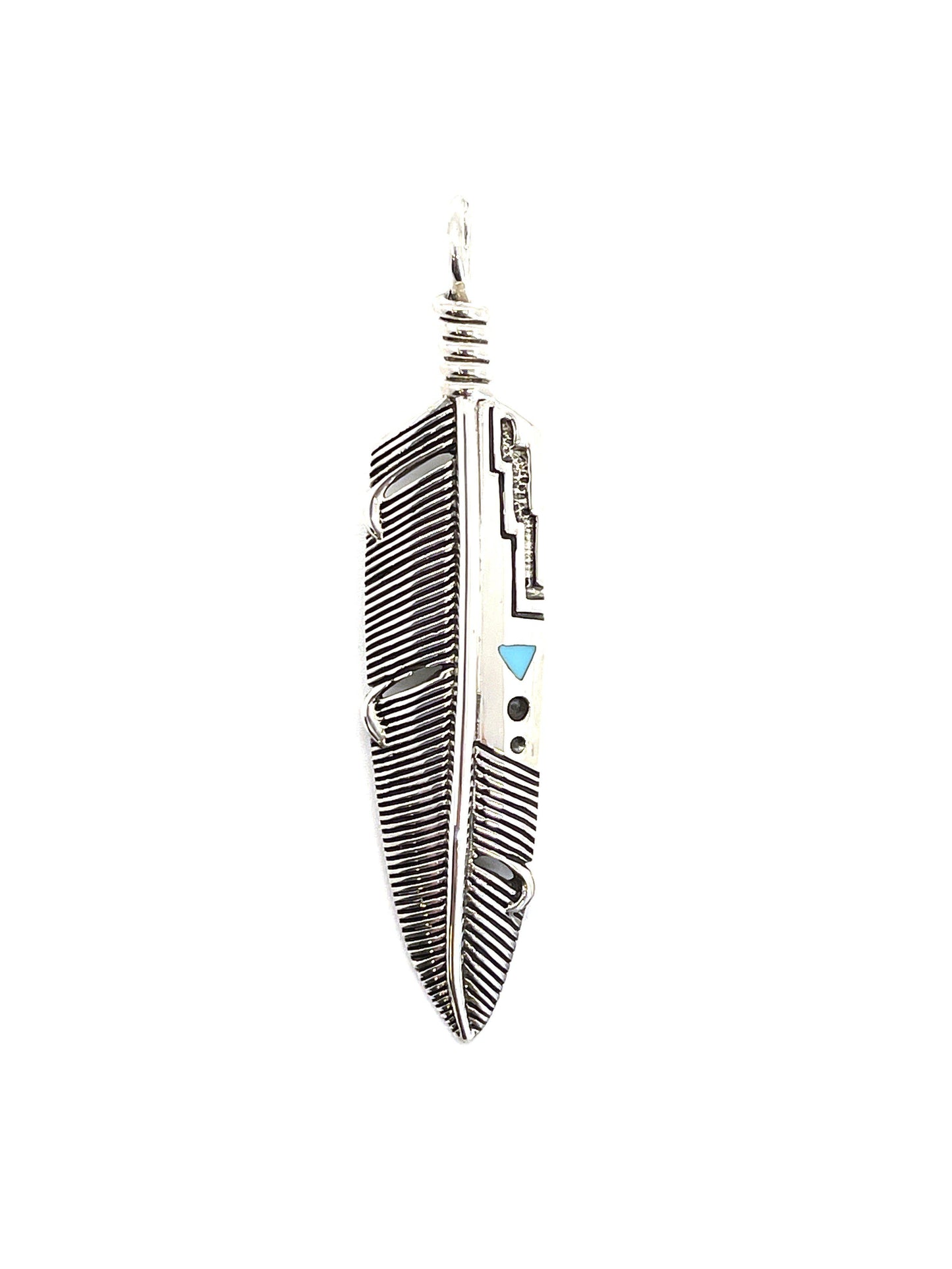 Feather Pendant w/Turquoise-jewelry-Ray Tracey-Sorrel Sky Gallery