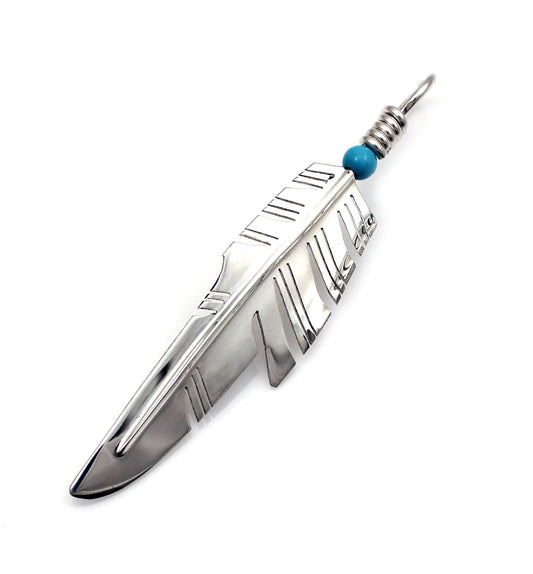 Piked Feather Pendant - Turquoise-jewelry-Ray Tracey-Sorrel Sky Gallery