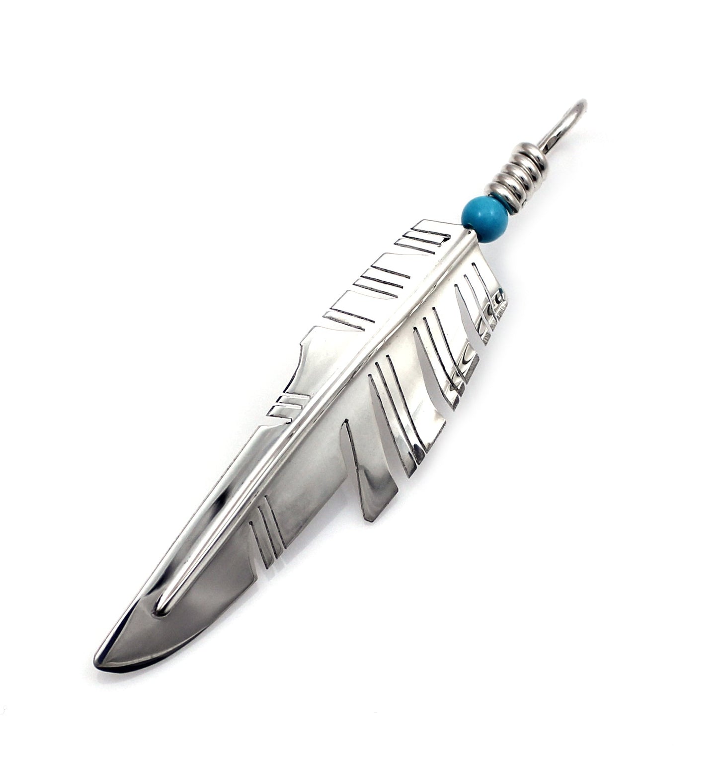 Piked Feather Pendant - Turquoise-jewelry-Ray Tracey-Sorrel Sky Gallery