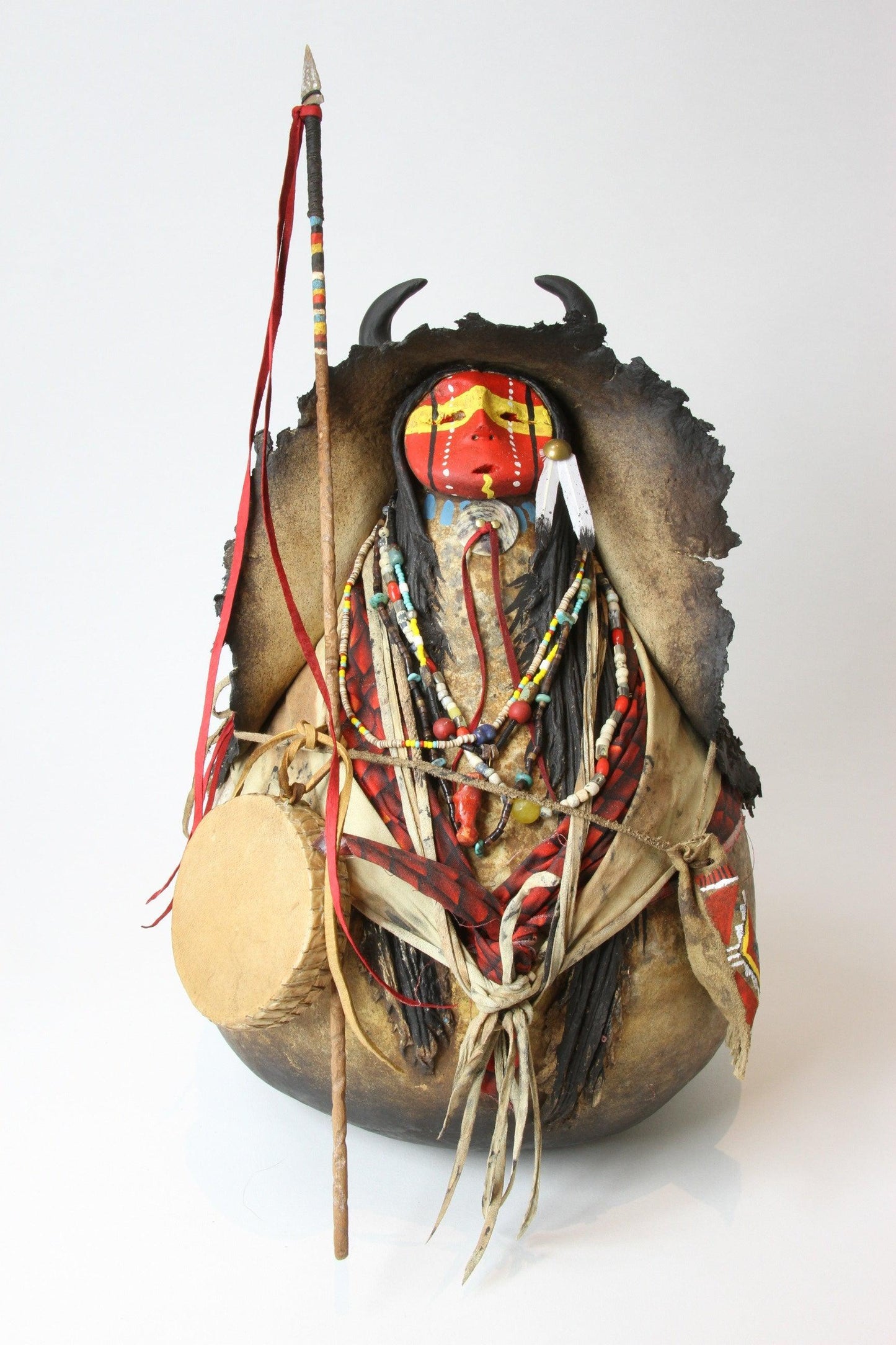 Buffalo Chanter Red and Yellow Face-Gourd-Robert Rivera-Sorrel Sky Gallery