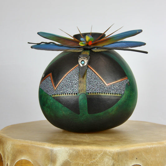 Green Fetish Bear Gourd Bowl-Gourd-Robert Rivera-Sorrel Sky Gallery