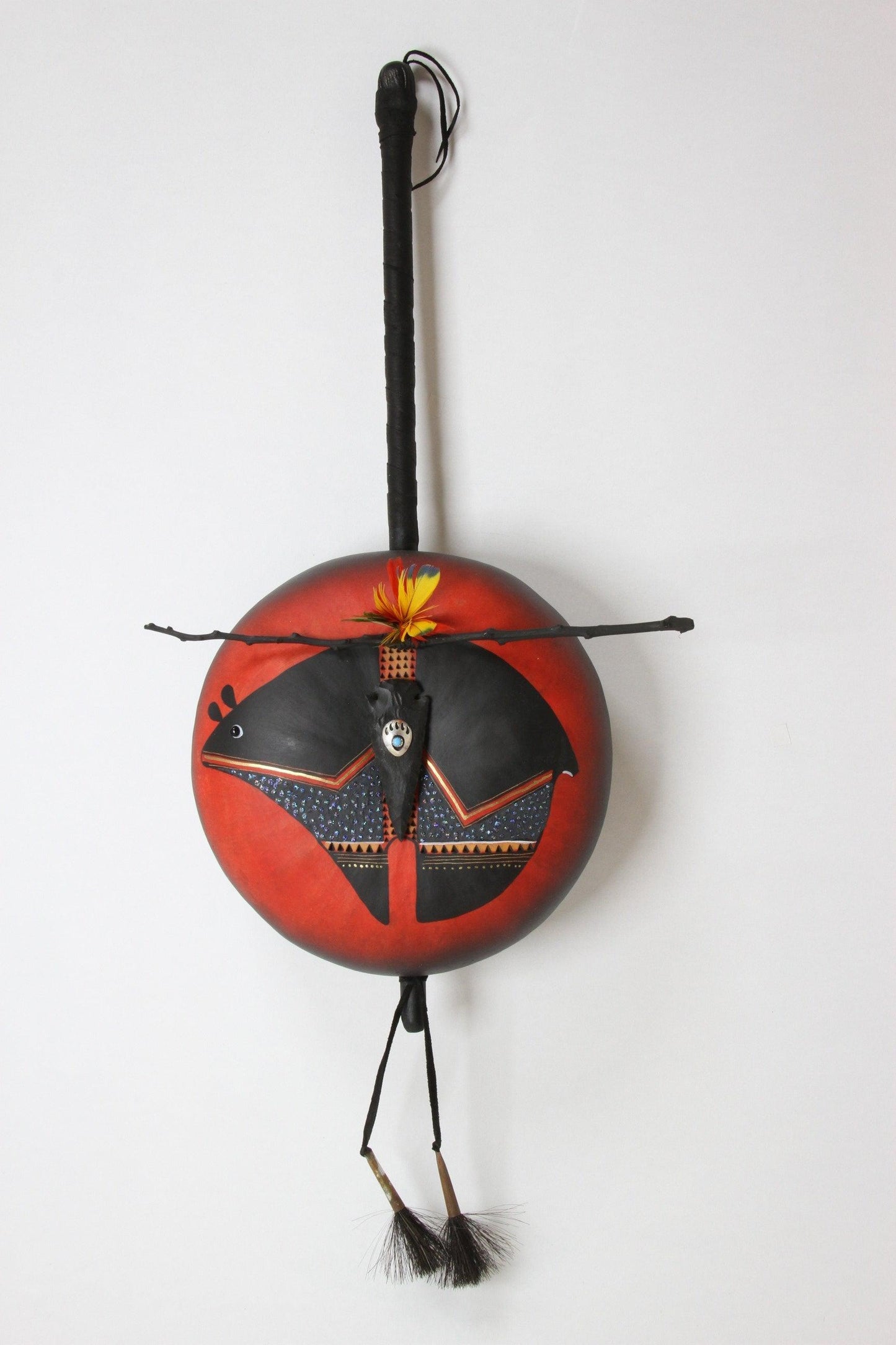 Red Fetish Bear Rattle (Arrowhead)-Gourd-Robert Rivera-Sorrel Sky Gallery