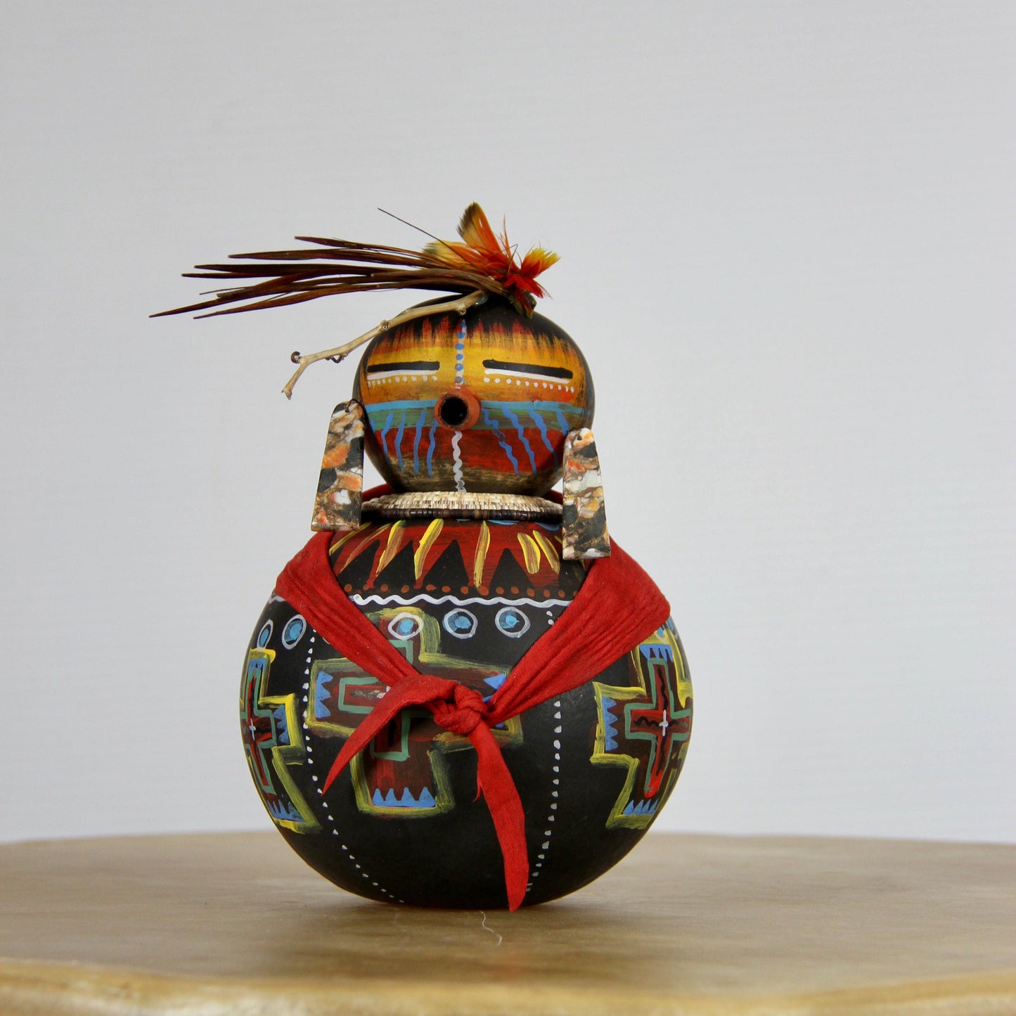 Red Leather Pre-historic Kachina-Gourd-Robert Rivera-Sorrel Sky Gallery