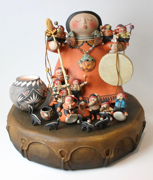 Storyteller on Drum-Gourd-Robert Rivera-Sorrel Sky Gallery
