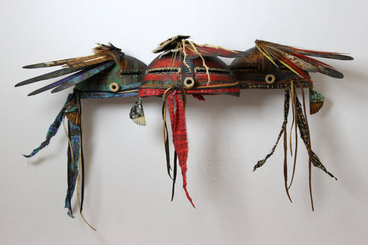 Three Kachina Masks Wall Piece-Gourd-Robert Rivera-Sorrel Sky Gallery