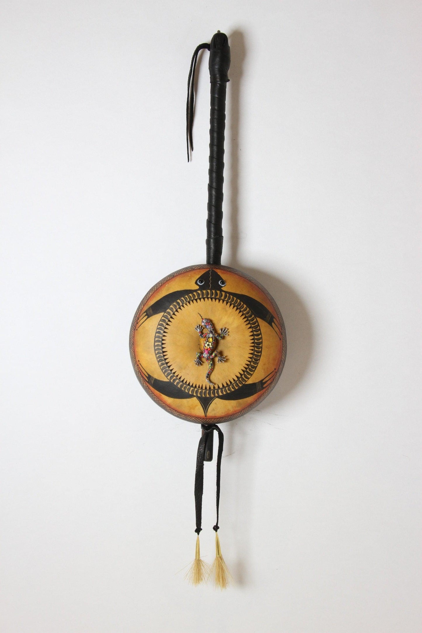 Turtle Rattle w/Lizard Pendant-Gourd-Robert Rivera-Sorrel Sky Gallery