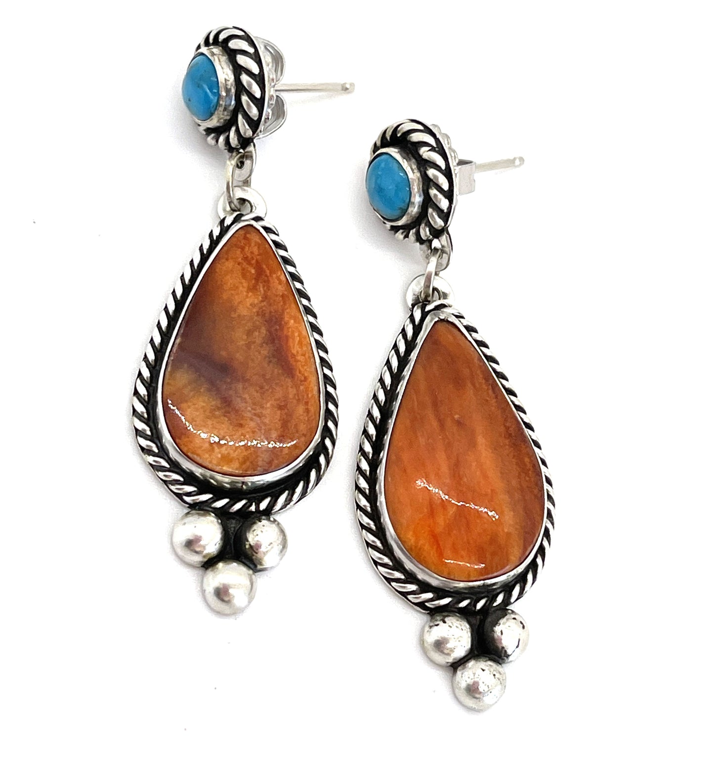 Turquoise Spiny Oyster Earrings-jewelry-Shane Hendren-Sorrel Sky Gallery