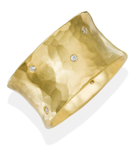 12mm 18K Gold Vale Ring with Diamonds-Jewelry-Toby Pomeroy-Sorrel Sky Gallery