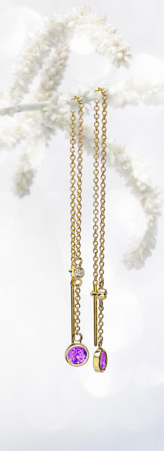 Amethyst Comet Threader Earrings-Jewelry-Toby Pomeroy-Sorrel Sky Gallery