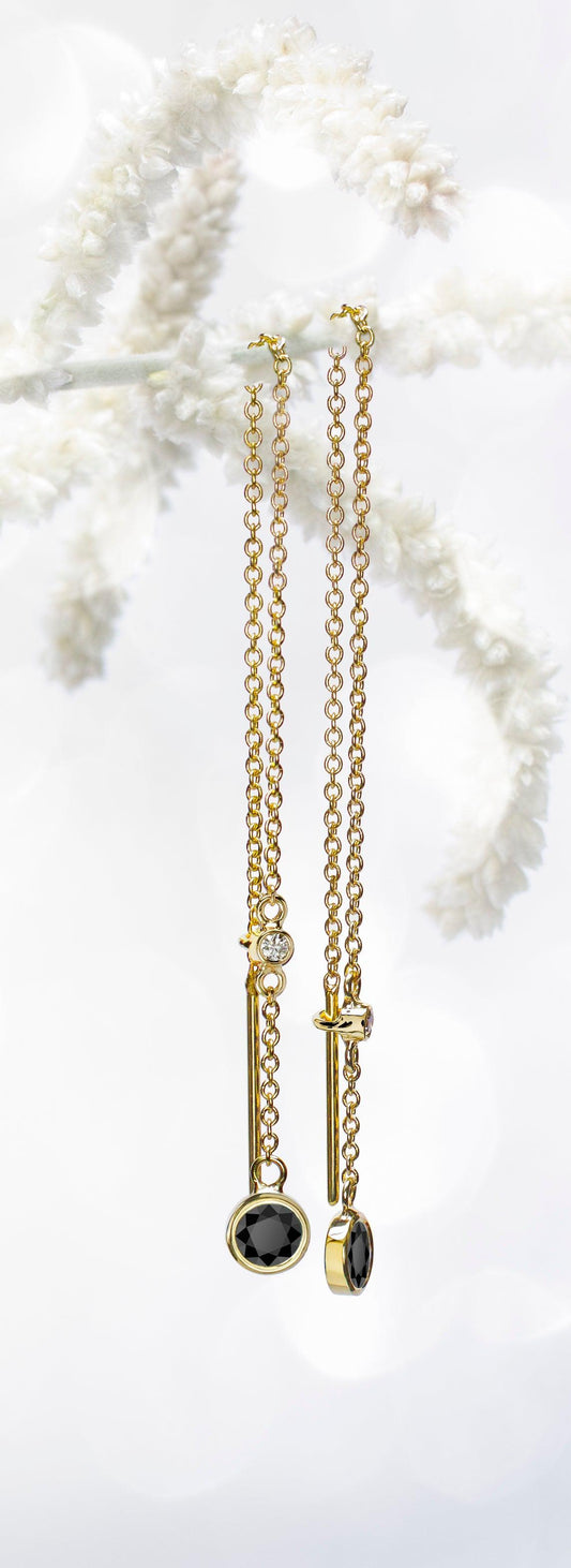 Black Spinel Comet Threader Earrings-Jewelry-Toby Pomeroy-Sorrel Sky Gallery