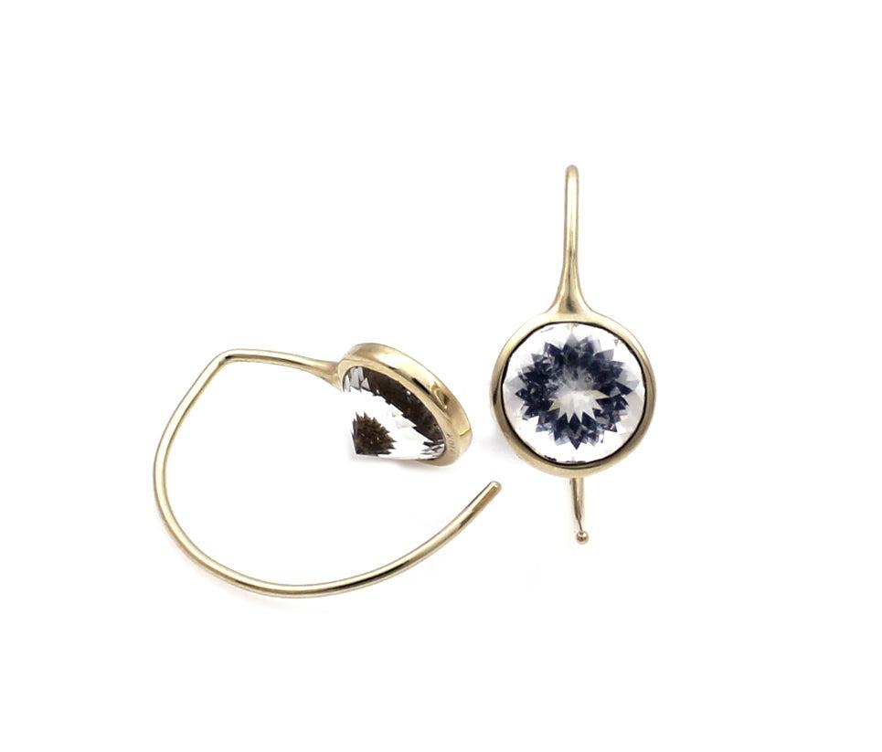 White Quartz Comet Earhuggers Earrings-Jewelry-Toby Pomeroy-Sorrel Sky Gallery