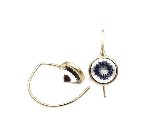 White Quartz Comet Earhuggers Earrings-Jewelry-Toby Pomeroy-Sorrel Sky Gallery