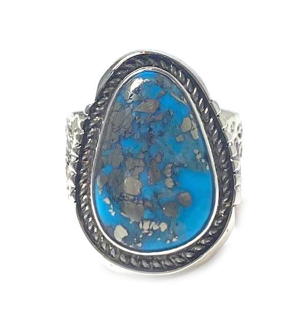 Morenci Turquoise & Sterling Silver Ring Size 8.5