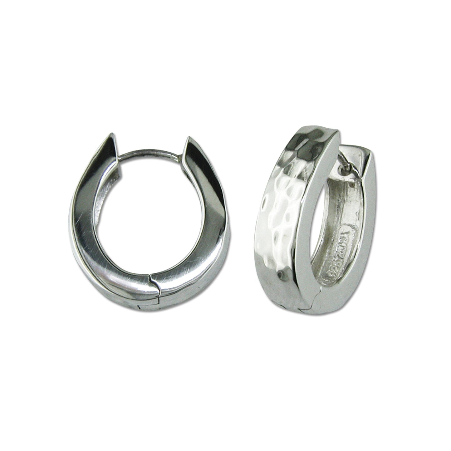 Oblong Textured Snap Hoop Earrings