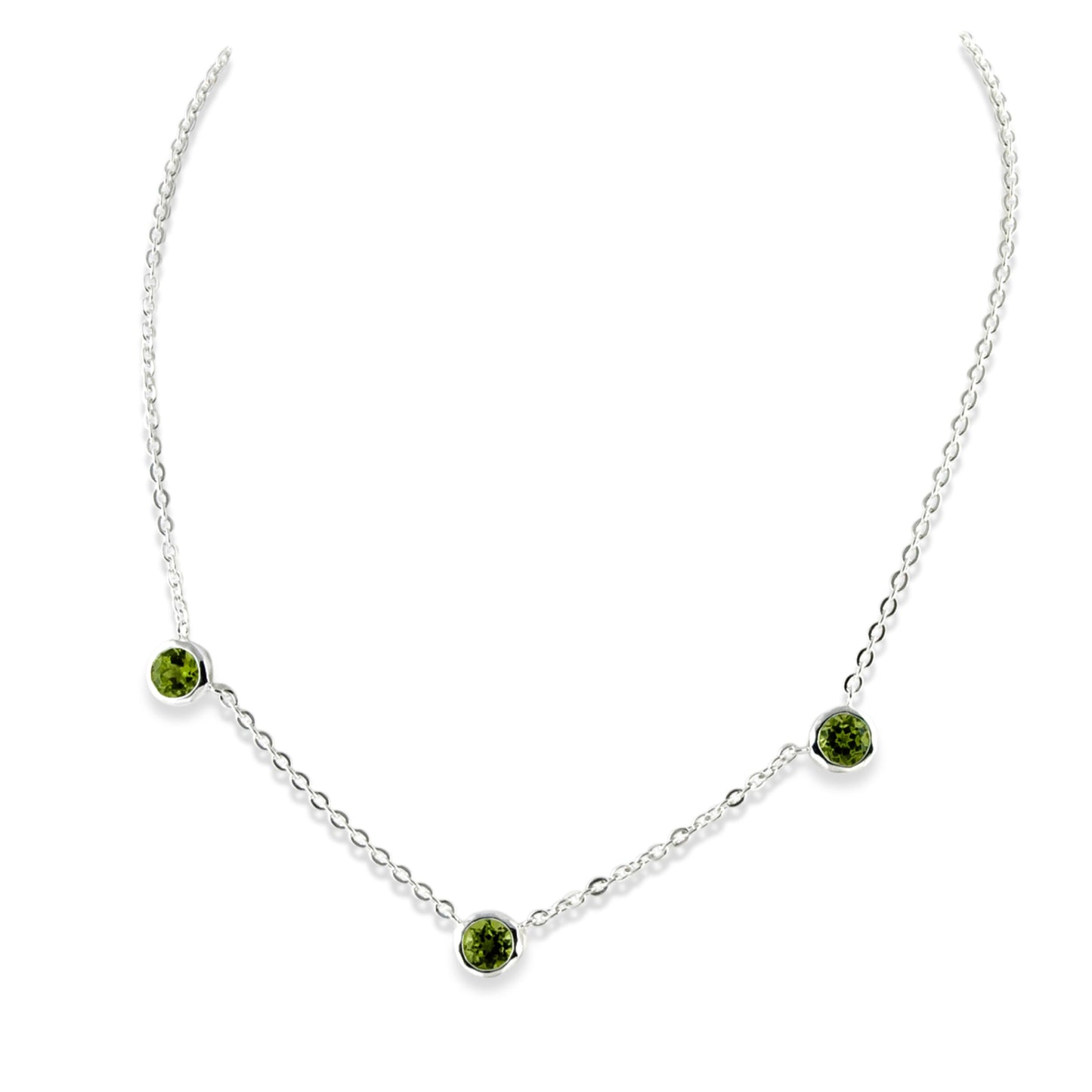 3 Stone Peridot Necklace