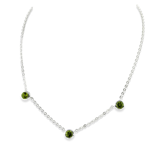 3 Stone Peridot Necklace