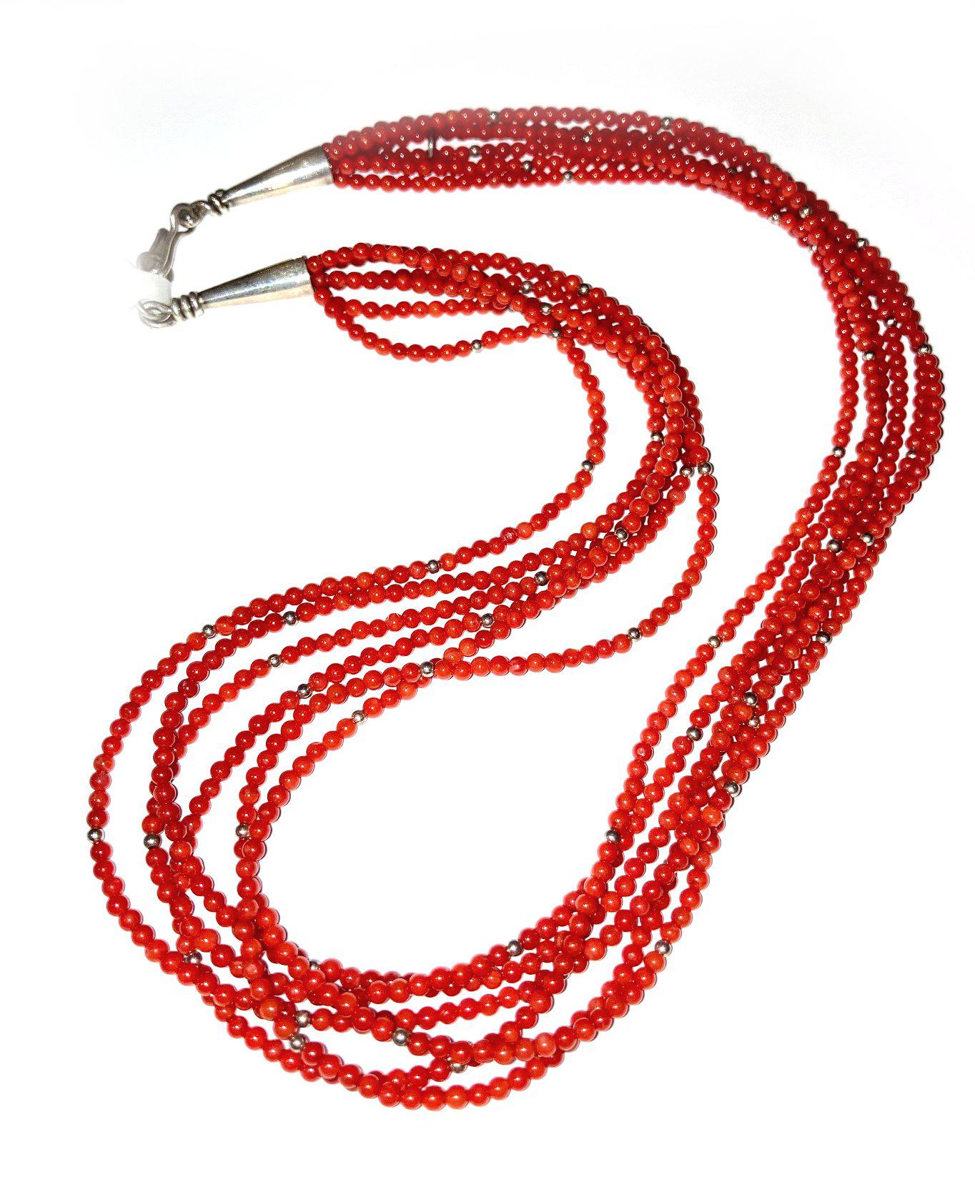 Six Strand Coral Necklace