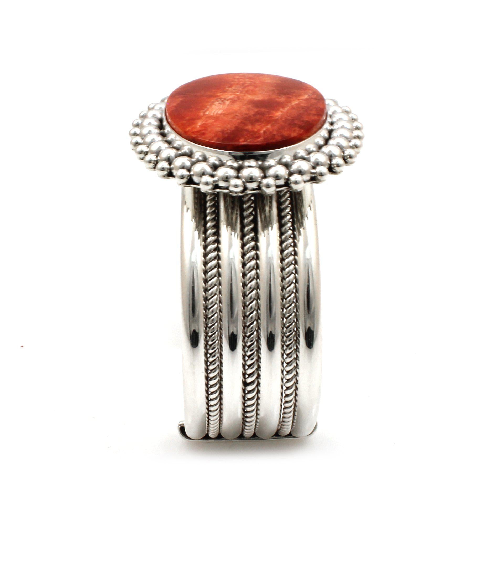 Orange Spiny Oyster Cuff Bracelet-Jewelry-Artie Yellowhorse-Sorrel Sky Gallery