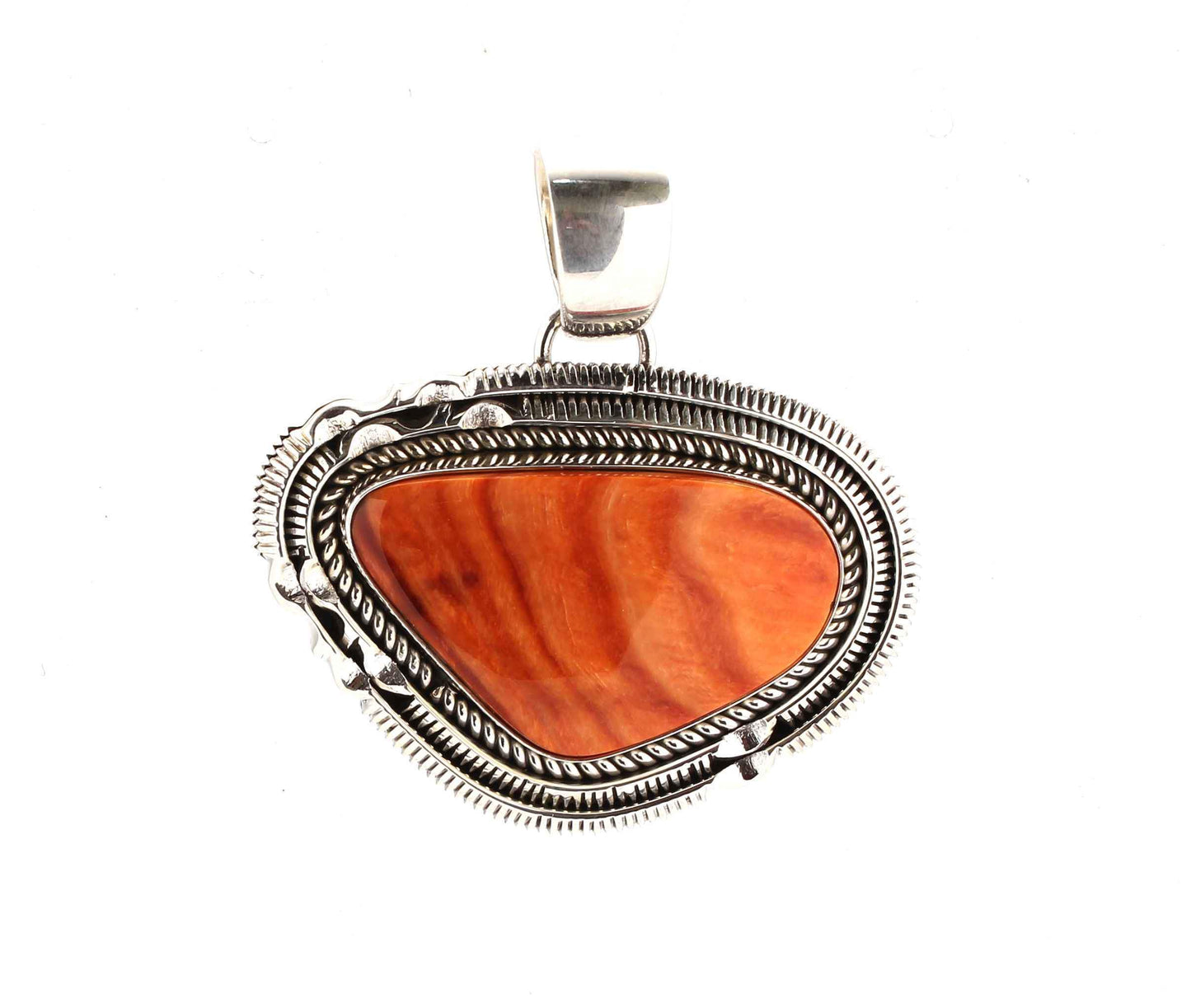 Artie Yellowhorse-Orange Spiny Oyster Pendant-Sorrel Sky Gallery-Jewelry