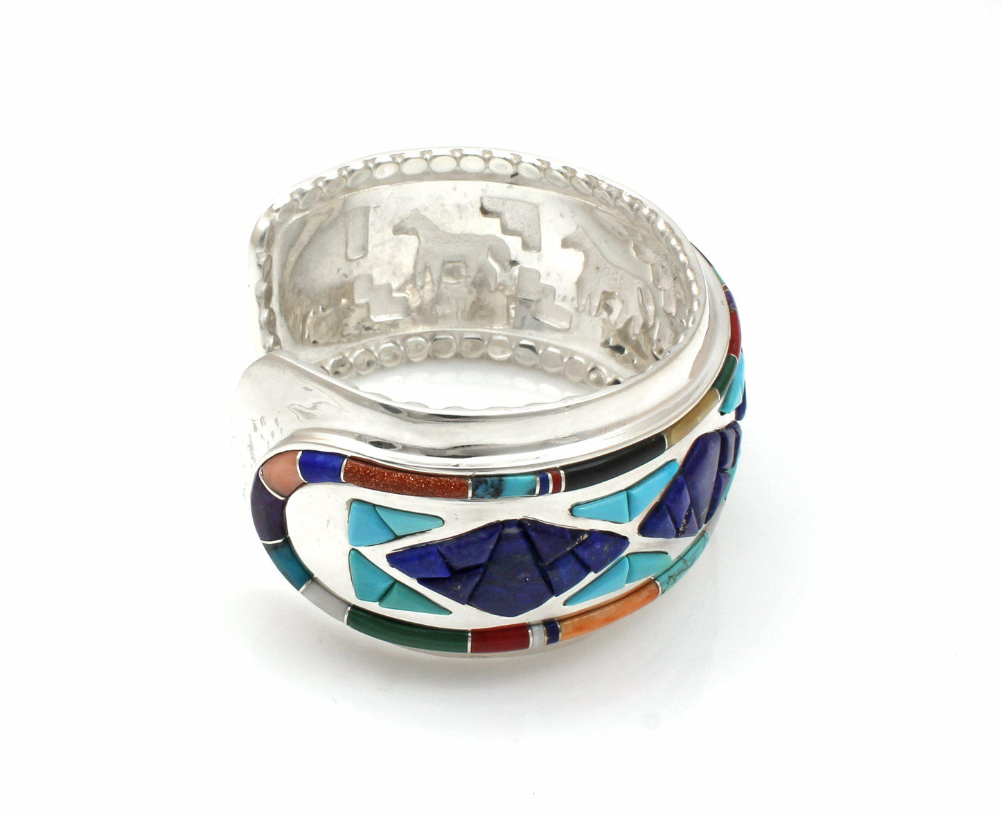 Diamonds/Horses Inside Cuff Bracelet-Jewelry-Ben Nighthorse-Sorrel Sky Gallery