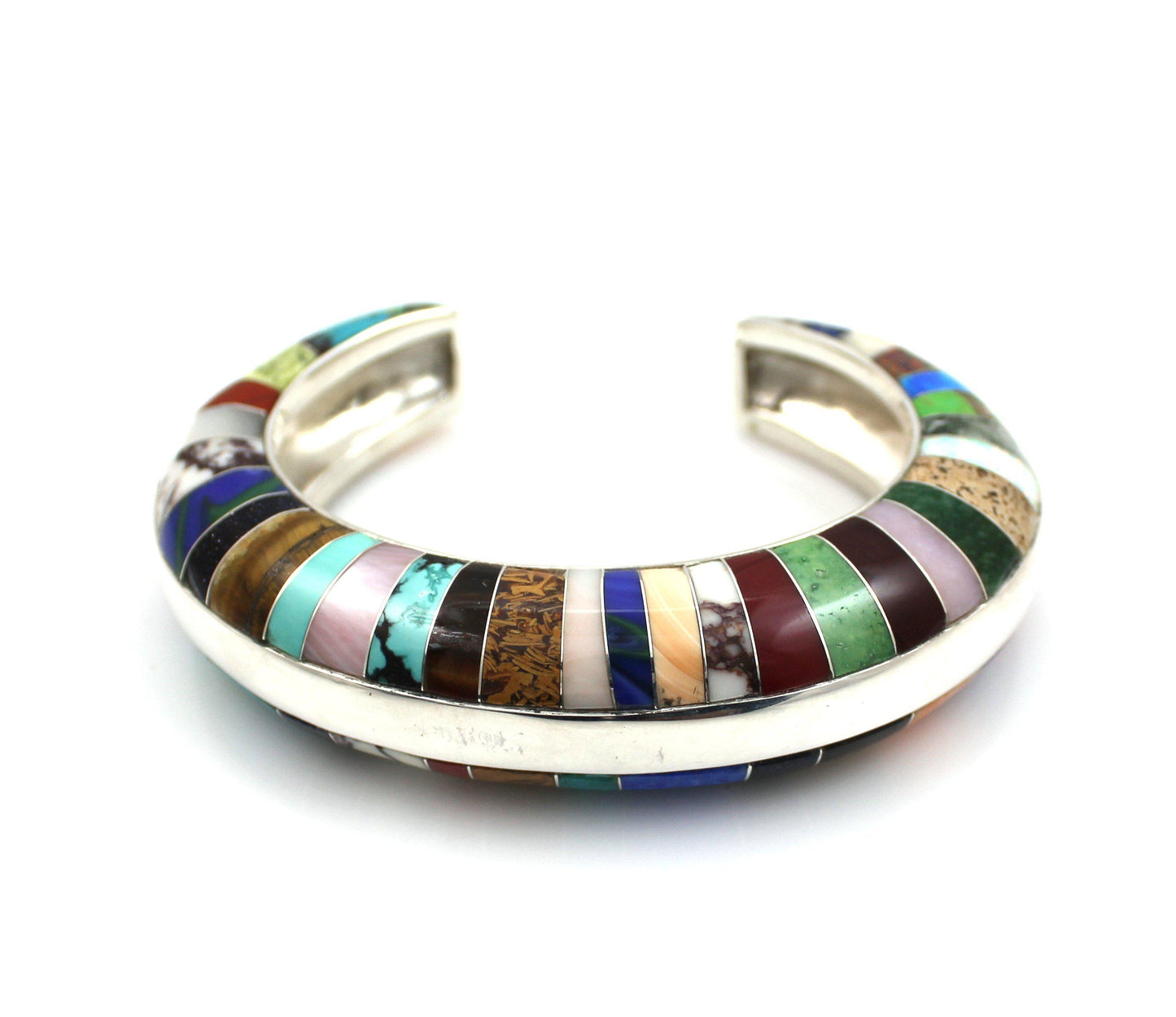 Domed Side Inlay Cuff Bracelet-Jewelry-Ben Nighthorse-Sorrel Sky Gallery