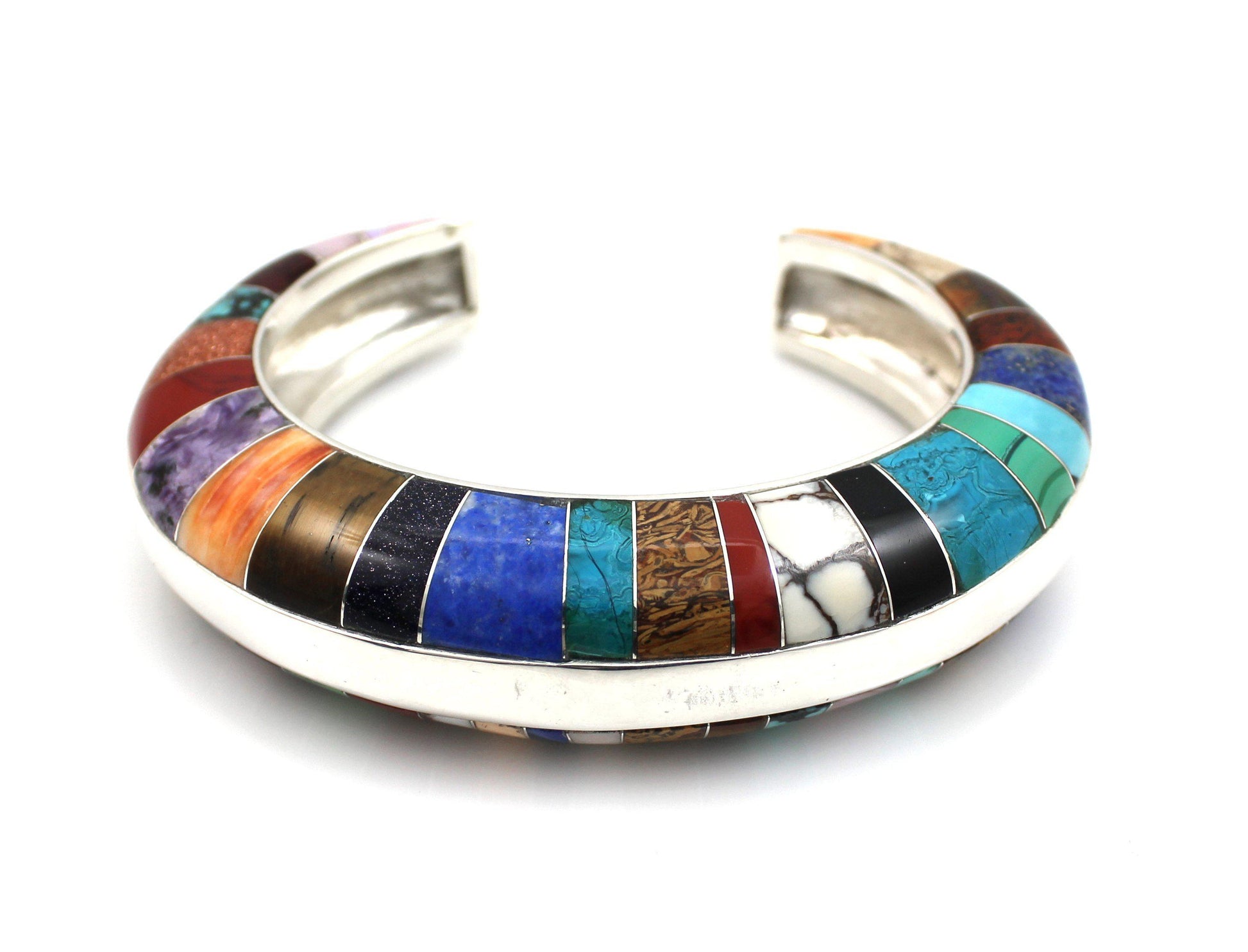 Domed Side Inlay Cuff Bracelet-Jewelry-Ben Nighthorse-Sorrel Sky Gallery